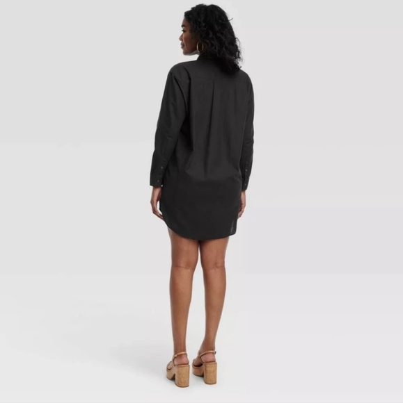 NWT Universal Thread Black Linen Cotton Button-Down Mini Shirt Dress Size Small - Picture 11 of 12